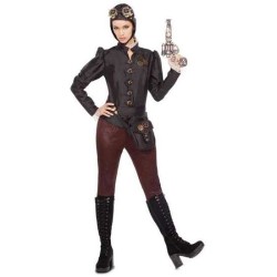 DISFRAZ STEAMPUNK AVIATOR XL (SOMBRERO, CHAQUETA, CINTURÓN CON BOLSO, Y PANTALONES) - Teknashop Ltd