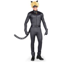 DISFRAZ ADULTO CAT NOIR( CHAQUETA, PANTALÓN, CINTURÓN, GUANTES, ANTIFAZ, PELUCA Y ANILLO).TALLA XS - Teknashop Ltd