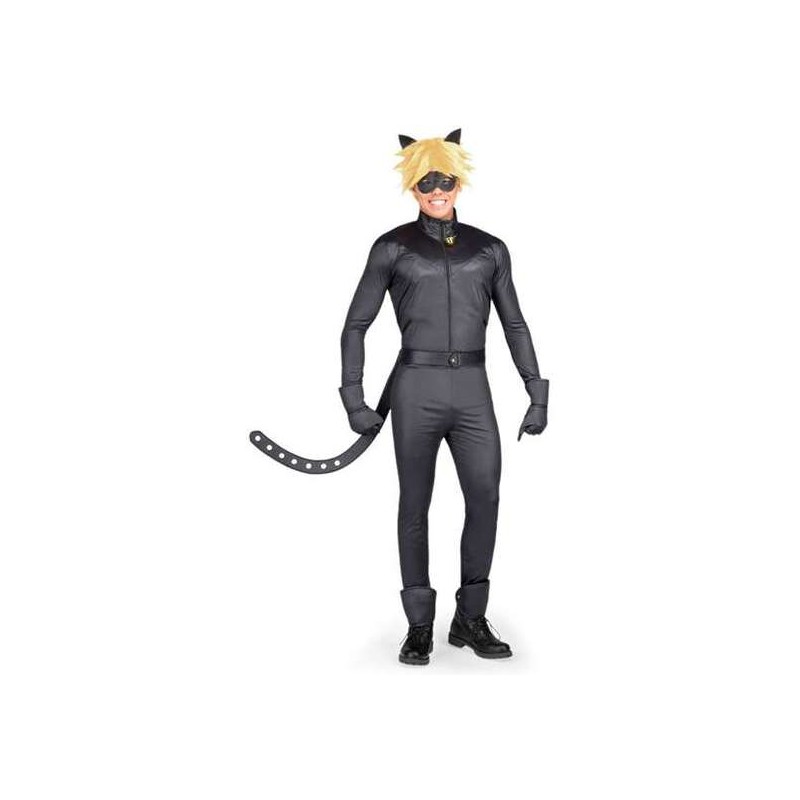 DISFRAZ ADULTO CAT NOIR( CHAQUETA, PANTALÓN, CINTURÓN, GUANTES, ANTIFAZ, PELUCA Y ANILLO).TALLA XS - Teknashop Ltd