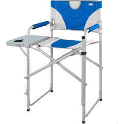 SILLA PLEGABLE XL DE DIRECTOR ACERO CON BOLSILLO Y MESITA AUXILIAR 58X57X103CM - Teknashop Ltd