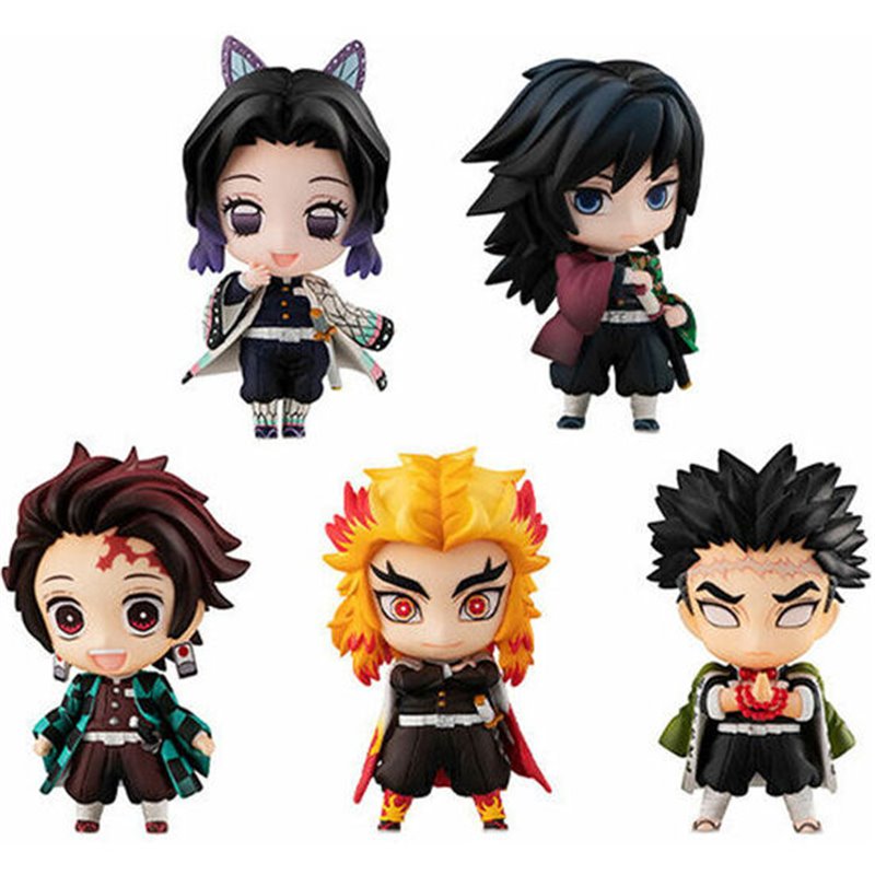 PACK 5 FIGURAS TANJIRO AND THE HASHIRAS MASCOT DEMON SLAYER KIMETSU NO YAIBA VER.A 5CM SURTIDO - Teknashop Ltd