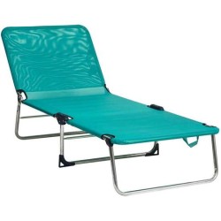 CAMA PLAYA ALUMINIO MULTIPOSICIÓN CON ASAS SIN MUELLES COLOR VERDE.67,50X60.5X14CM - Teknashop Ltd