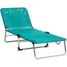 CAMA PLAYA ALUMINIO MULTIPOSICIÓN CON ASAS SIN MUELLES COLOR VERDE.67,50X60.5X14CM - Teknashop Ltd