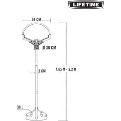 CANASTA BALONCESTO POLIETILENO LIFETIME PORTÁTIL AJUSTABLE CON TABLERO DE ALTURA 165-222 CM - Teknashop Ltd