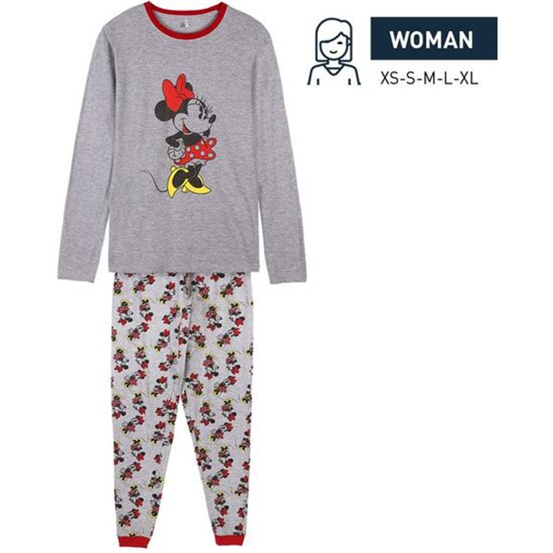 PIJAMA LARGO SINGLE JERSEY MINNIE GRAY - Teknashop Ltd