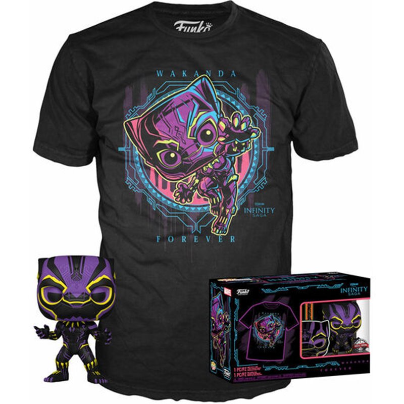 SET FIGURA POP & TEE MARVEL WAKANDA FOREVER BLACK PANTHER EXCLUSIVE - Teknashop Ltd