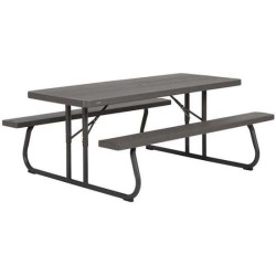 MESA DE PICNIC PLEGABLE MARRÓN 183X145X74 CM - Teknashop Ltd