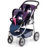 COCHE DE MUÑECA PASEO GEMELAR AZUL MARINO 73X63X46 CM - Teknashop Ltd