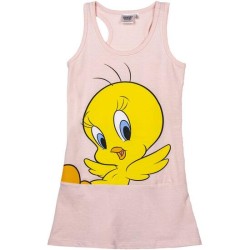 VESTIDO SINGLE JERSEY ACCESORIOS LOONEY TUNES PIOLIN PINK - Teknashop Ltd