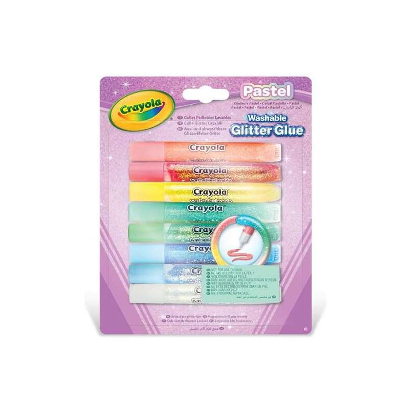 PEGAMENTOS DE PURPURINA LAVABLES COLORES PASTEL CON EFECTO BRILLANTE 8 UNDS 15,6X1,5X21,3 CM - Teknashop Ltd