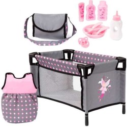 SET CUIDADOS MUÑECA BEBÉ 11 PIEZAS ROSA/GRIS - Teknashop Ltd