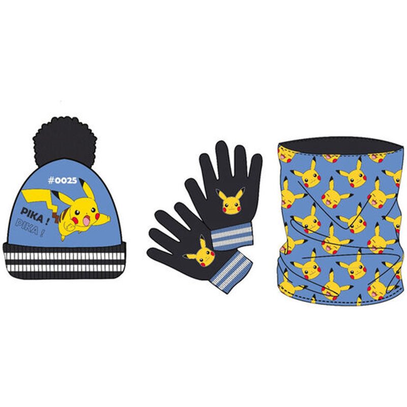 CONJUNTO GORRO GUANTES BRAGA CUELLO POKEMON