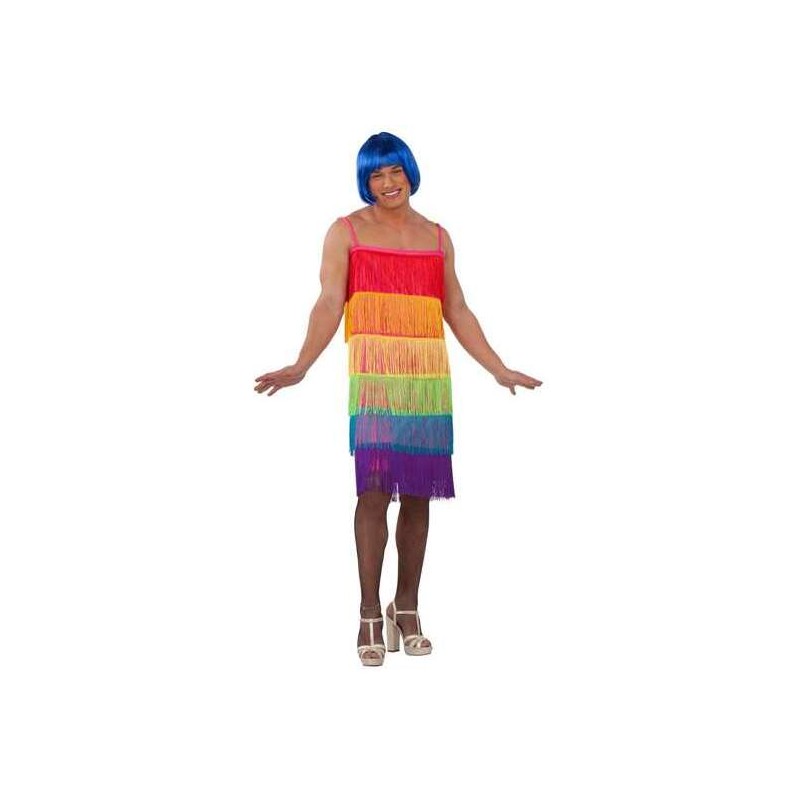 DISFRAZ ADULTO VESTIDO FLECOS RAINBOW TALLA 54