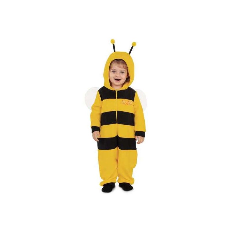 DISFRAZ BEBE ABEJA MAYA PIJAMA MONO CON CAPUCHA, ANTENAS Y ALAS TALLA 0-6 M