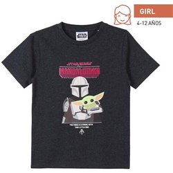 CAMISETA CORTA SINGLE JERSEY PUNTO THE MANDALORIAN BLACK