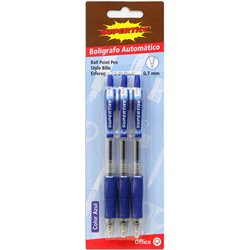 BOLÍGRAFOS BALL PEN 0,7MM AZUL - 3UDS