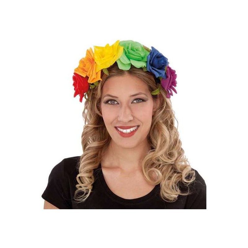 DIADEMA FLORES ARCO IRIS TALLA ÚNICA