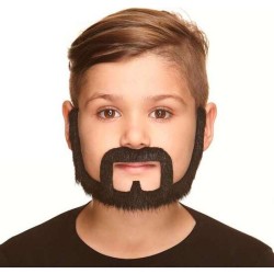 BIGOTE Y BARBA INFANTIL MORENO TALLA ÚNICA