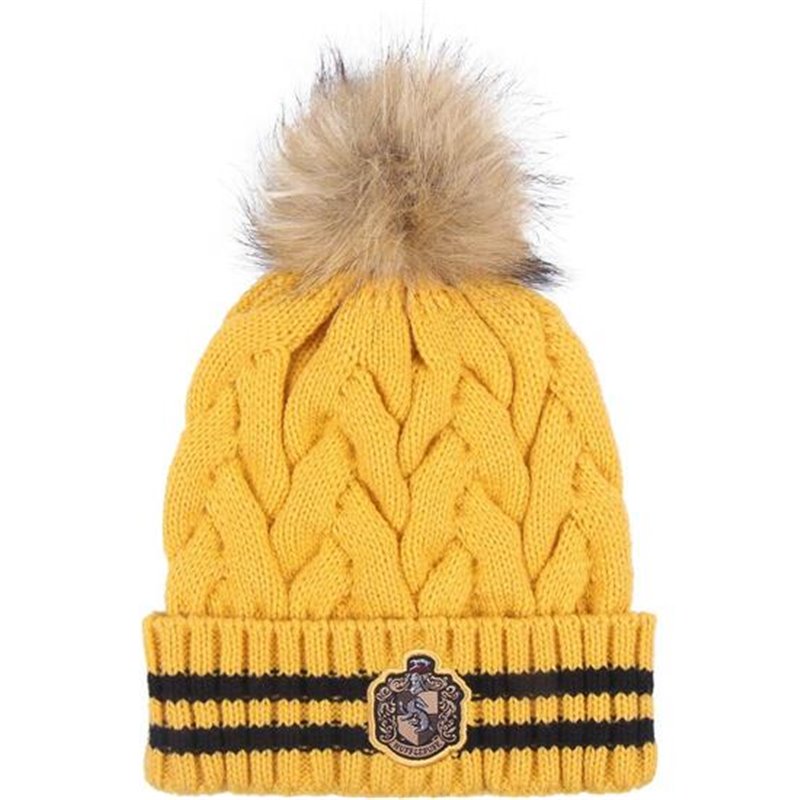 GORRO TRICOT POMPOM HARRY POTTER HUFFLEPUFF MUSTARD