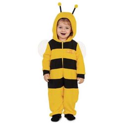 DISFRAZ BEBE ABEJA MAYA PIJAMA MONO CON CAPUCHA, ANTENAS Y ALAS TALLA 0-6 M