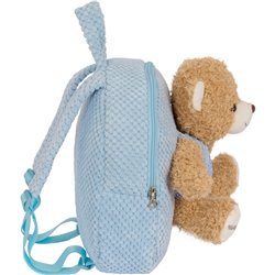 MOCHILA PREESCOLAR CON OSITO SAFTA AZUL PASTEL