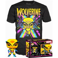 SET FIGURA POP & TEE MARVEL WOLVERINE BLACK LIGHT