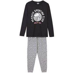 PIJAMA LARGO SINGLE JERSEY SNOOPY GRIS