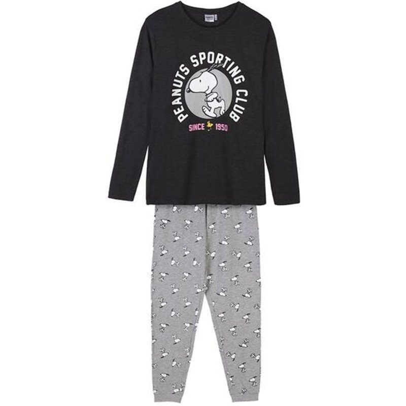 PIJAMA LARGO SINGLE JERSEY SNOOPY GRIS