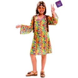 DISFRAZ HAPPY HIPPIE CHICA 5-6 AÑOS NIÑA (CINTA CABEZA Y VESTIDO CON CHALECO)