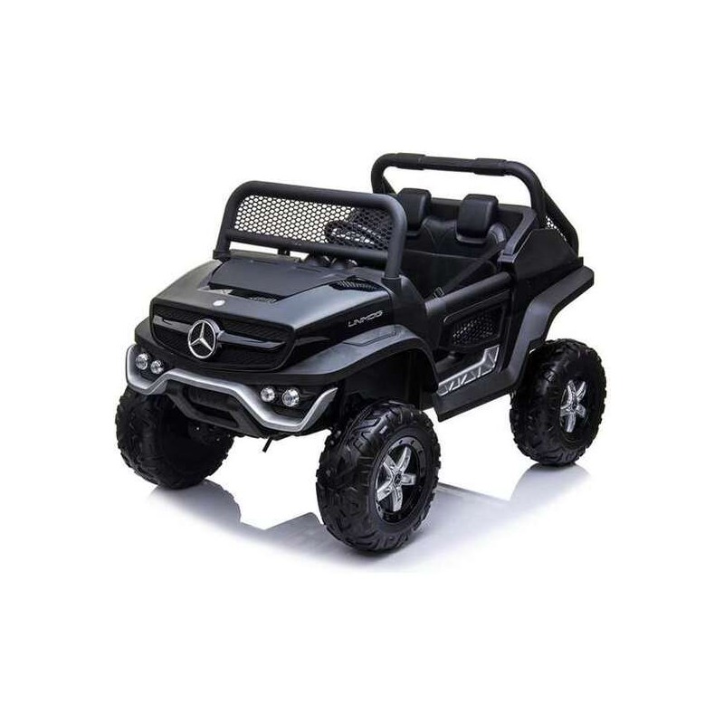 COCHE MERCEDES UNIMOG BLACK BATERIA 12V 128X86X84CM RUNRUNTOYS