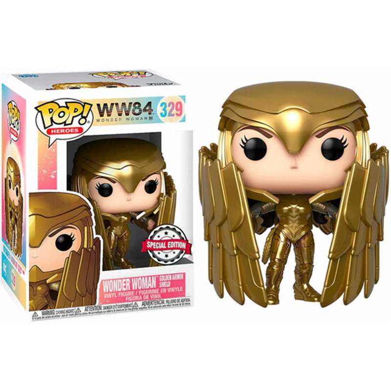 FIGURA POP DC COMICS WONDER WOMAN 84 - WONDER WOMAN GOLD SHIELD METALLIC EXCLUSIVE