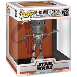 FIGURA POP DELUXE STAR WARS THE MANDALORIAN IG-12 WITH GROGU