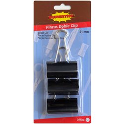 PINZAS DOBLE CLIP 51MM - 3UDS