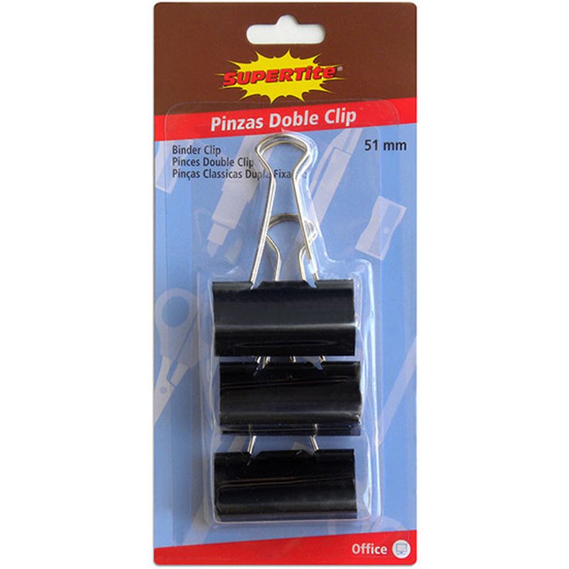 PINZAS DOBLE CLIP 51MM - 3UDS