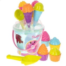 CUBO DE PLAYA SWEET TIME 18 CM CON ACCESORIOS 20 PIEZAS