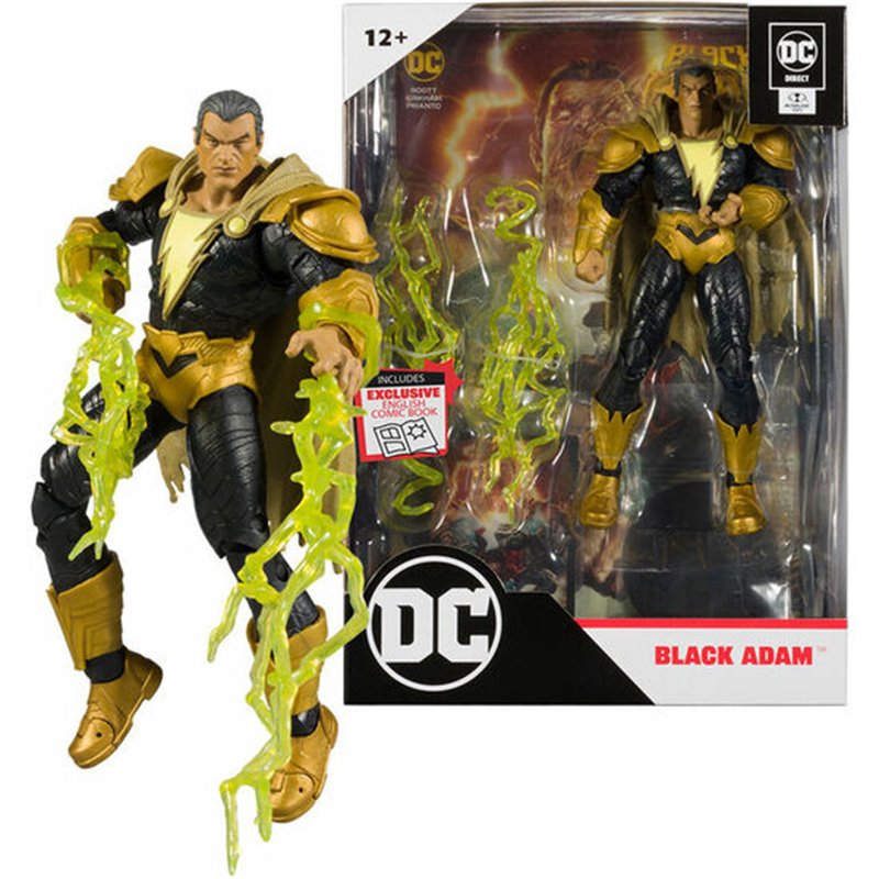 FIGURA BLACK ADAM + COMIC BLACK ADAM DC COMICS 17CM