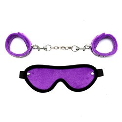 Rimba Bondage Play Handcuffs and Eyemask Purple