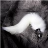 Metal Butt Plug with Foxy Tail Velvet Touch 40 cm White