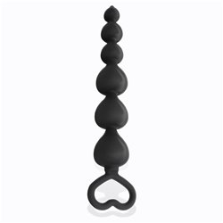 Clyde Beaded Butt Plug with Easy Pull Ring Silicone Black