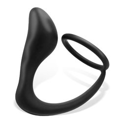 Randal Butt Plug with Penis Ring Silicone Black