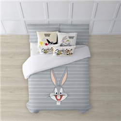 FUNDA NÓRDICA CON BOTONES 100% ALGODÓN MODELO BUGS BUNNY PARA CAMA DE 80 (140X200 CM.)