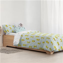 FUNDA NÓRDICA CON BOTONES 100% ALGODÓN MODELO TWEETY VICHY PARA CAMA DE 80 (140X200 CM.)