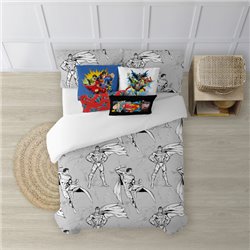 FUNDA NÓRDICA CON BOTONES 100% ALGODÓN MODELO SUPERMAN GREY PARA CAMA DE 150/160 (240X240 CM)