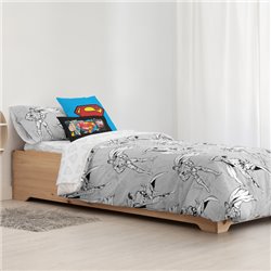 FUNDA NÓRDICA CON BOTONES 100% ALGODÓN MODELO SUPERMAN GREY PARA CAMA DE 150/160 (240X240 CM)