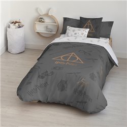 FUNDA NÓRDICA CON BOTONES 100% ALGODÓN MODELO DEATHLY HALLOWS PARA CAMA DE 180 (260X240 CM)