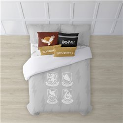 FUNDA NÓRDICA CON BOTONES 100% ALGODÓN MODELO HOGWARTS SHIELDS PARA CAMA DE 90 ( 155X220 CM.)