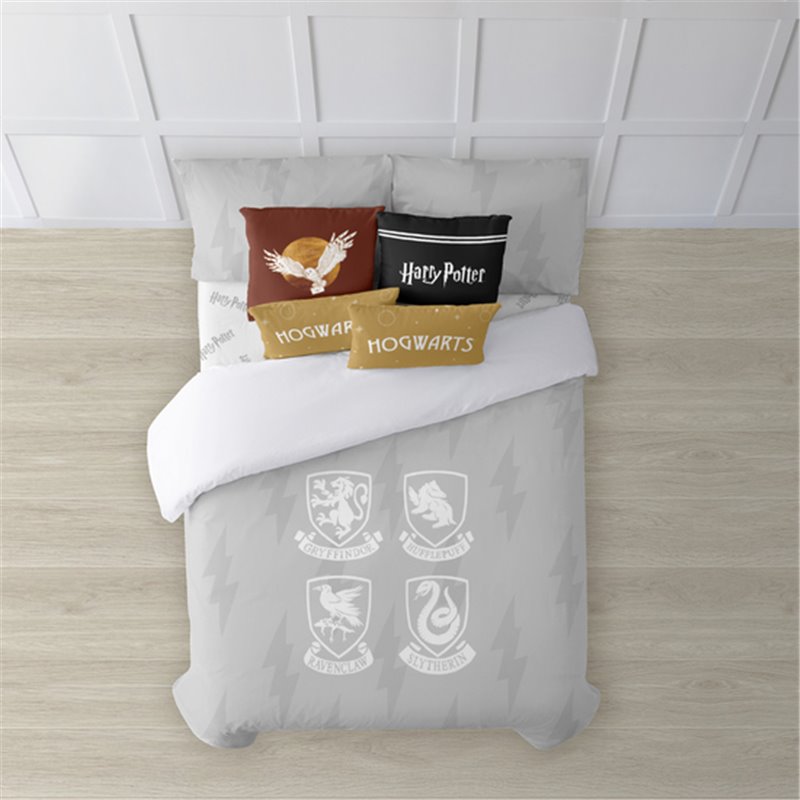 FUNDA NÓRDICA CON BOTONES 100% ALGODÓN MODELO HOGWARTS SHIELDS PARA CAMA DE 120 (200X200 CM.)