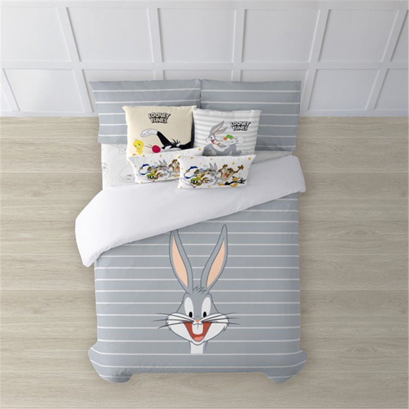 FUNDA NÓRDICA CON BOTONES 100% ALGODÓN MODELO BUGS BUNNY PARA CAMA DE 120 (200X200 CM.)