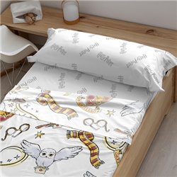 JUEGO DE SÁBANAS CON ALMOHADA Y BAJERA ESTAMPADAS 100% ALGODÓN MODELO HEDWIG PARA CAMA DE 105.