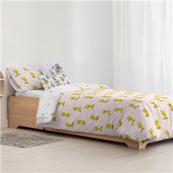 FUNDA NÓRDICA CON BOTONES 100% ALGODÓN MODELO TWEETY VICHY PINK PARA CAMA DE 90 (155X220 CM)